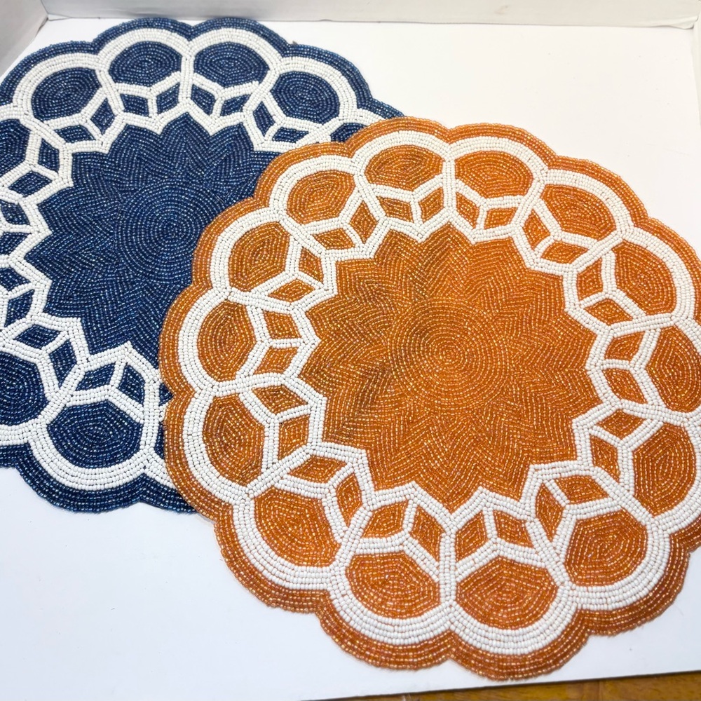 Cynthia rowley  2 Hand beaded Place mats 14”